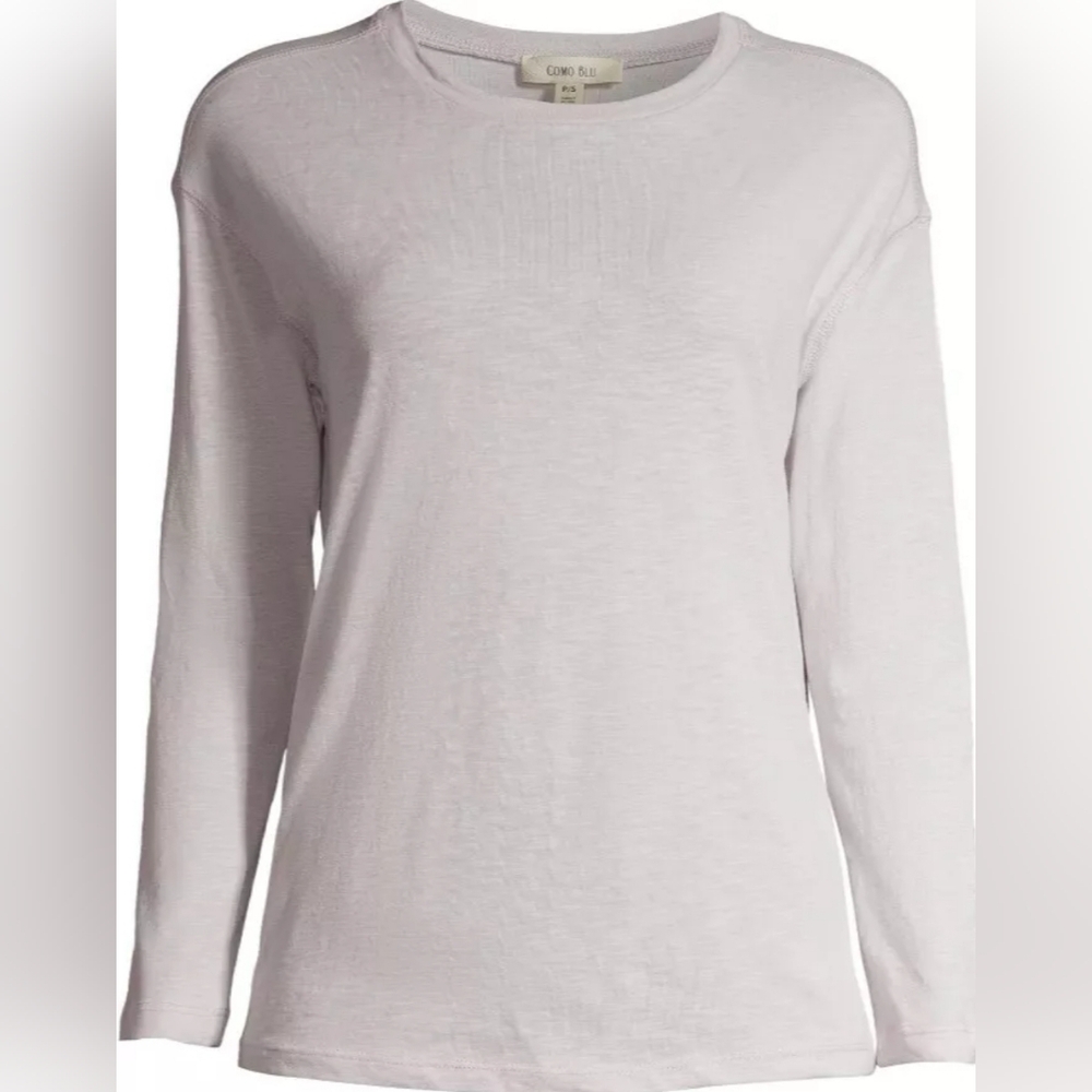 COMO BLU Womens Athleisure Slouchy Long Sleeve T-Shirt, Lavander Blue Size M